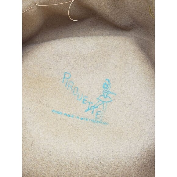 Vintage Ladies Tan Fur Felt Cloche Hat W Ribbon Accent, L and B Karo Pirouette - Picture 5 of 6
